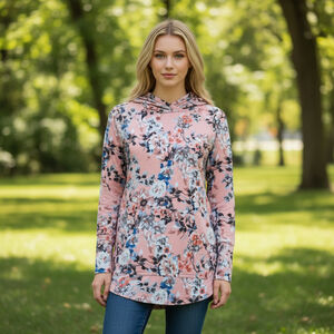 LuLaRoe Amber Hoodie Small Pink Floral Marshmallow Material